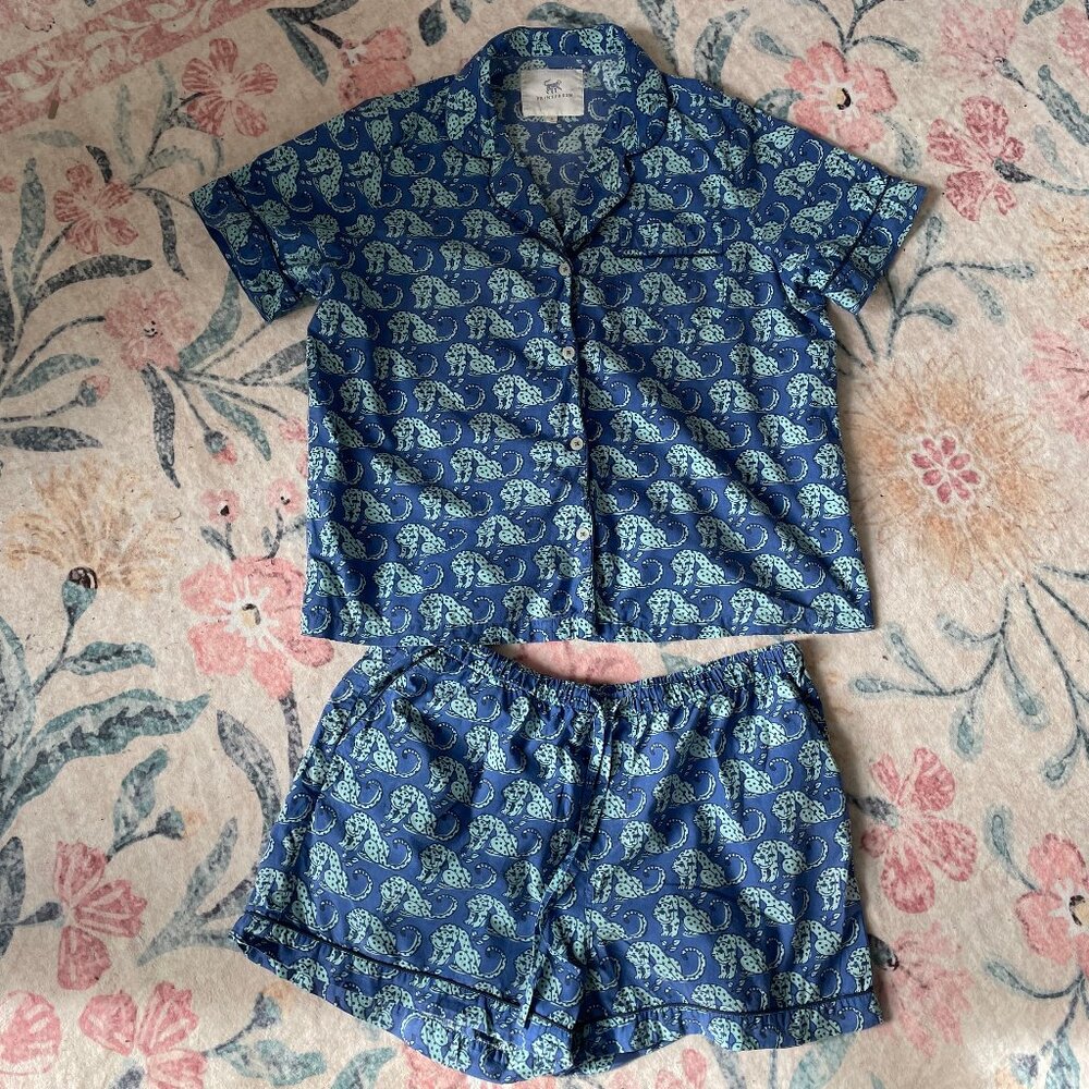 Printfresh Short Sleep Set, Stamped Leopard, Blue Waterfall - XL